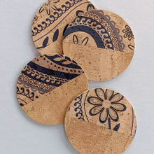 Load image into Gallery viewer, Coaster Set - Blue Paisley