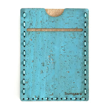Load image into Gallery viewer, Turquoise color cork fabric card wallet
