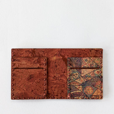Handmade Bi-fold Cork Fabric Wallet - Bronze