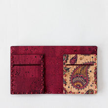Load image into Gallery viewer, Bi-fold Cork Fabric Wallet - Wine