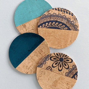 Coaster Set - Blue Paisley