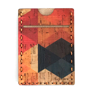 Contemporary pattern cork fabric card wallet