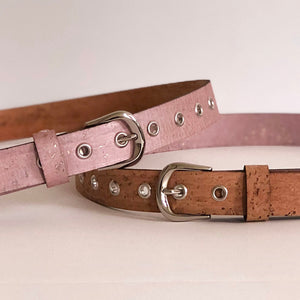 Vegan Reversible Belt in Rose Gold & Natural