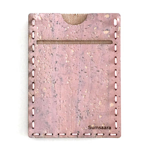 Rose Gold color cork fabric card wallet