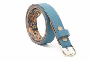 Belt - Reversible Mosaic & Turquoise Blue (1" Wide)