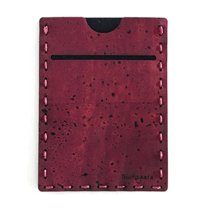 Wine color cork fabric card wallet