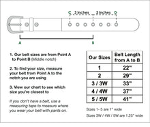 Load image into Gallery viewer, Handmade Reversible Belt Size Chart
