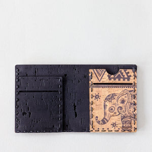 Handmade Bi-fold Cork Fabric Wallet - Black