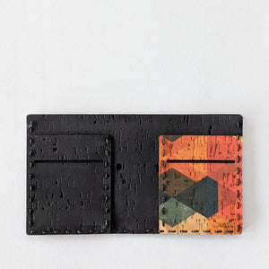 Vegan Bi-fold Cork Fabric Wallet - Black