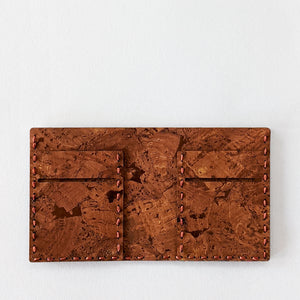 Vegan Bi-fold Cork Fabric Wallet - Bronze