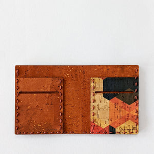 Handmade Bi-fold Cork Fabric Wallet - Cinnamon