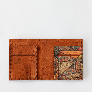 Vegan Bi-fold Cork Fabric Wallet - Cinnamon