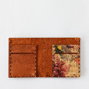 Handmade Bi-fold Cork Fabric Wallet - Cinnamon