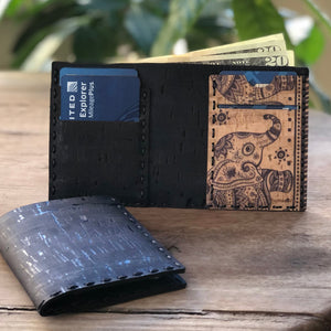 Bi-fold Cork Fabric Wallet - Teal