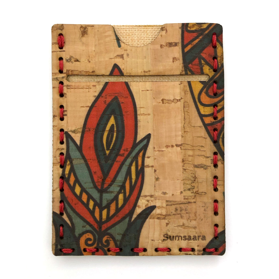 Native American patterned cork fabric card wallet