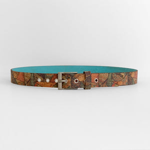 Belt - Reversible Wide (1.25" Wide) - Turquoise Blue & Mosaic