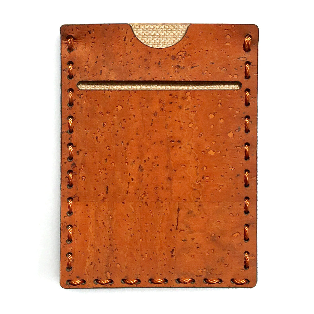 Orange color cork fabric card wallet