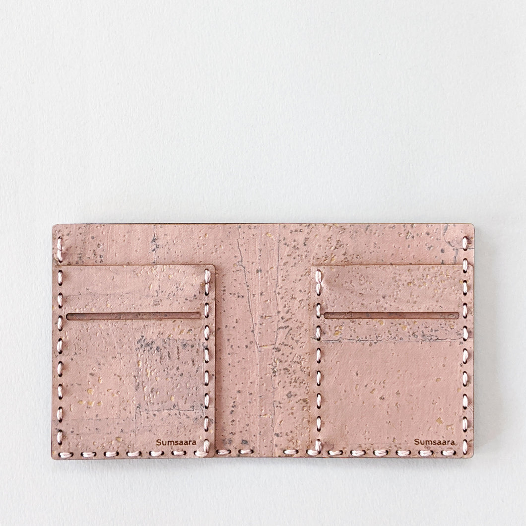 Rose Gold Bi-fold Cork Fabric Wallet