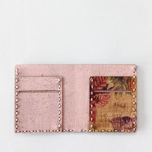Handmade Rose Gold Bi-fold Cork Fabric Wallet