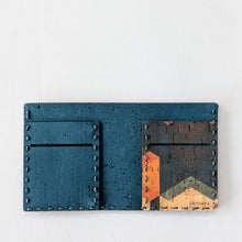 Load image into Gallery viewer, Bi-fold Cork Fabric Wallet in Teal
