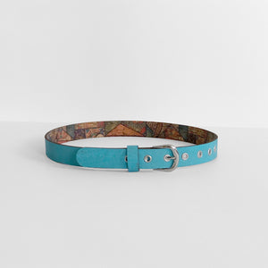 Belt - Reversible Mosaic & Turquoise Blue (1" Wide)