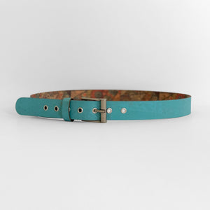 Belt - Reversible Wide (1.25" Wide) - Turquoise Blue & Mosaic